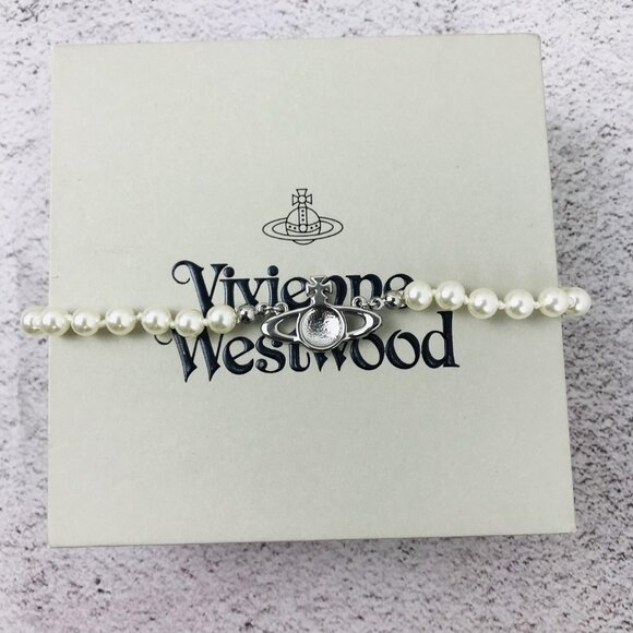 NWT Vivienne westwood Silver Orb Pearl Choker Necklace - Picture 11 of 11